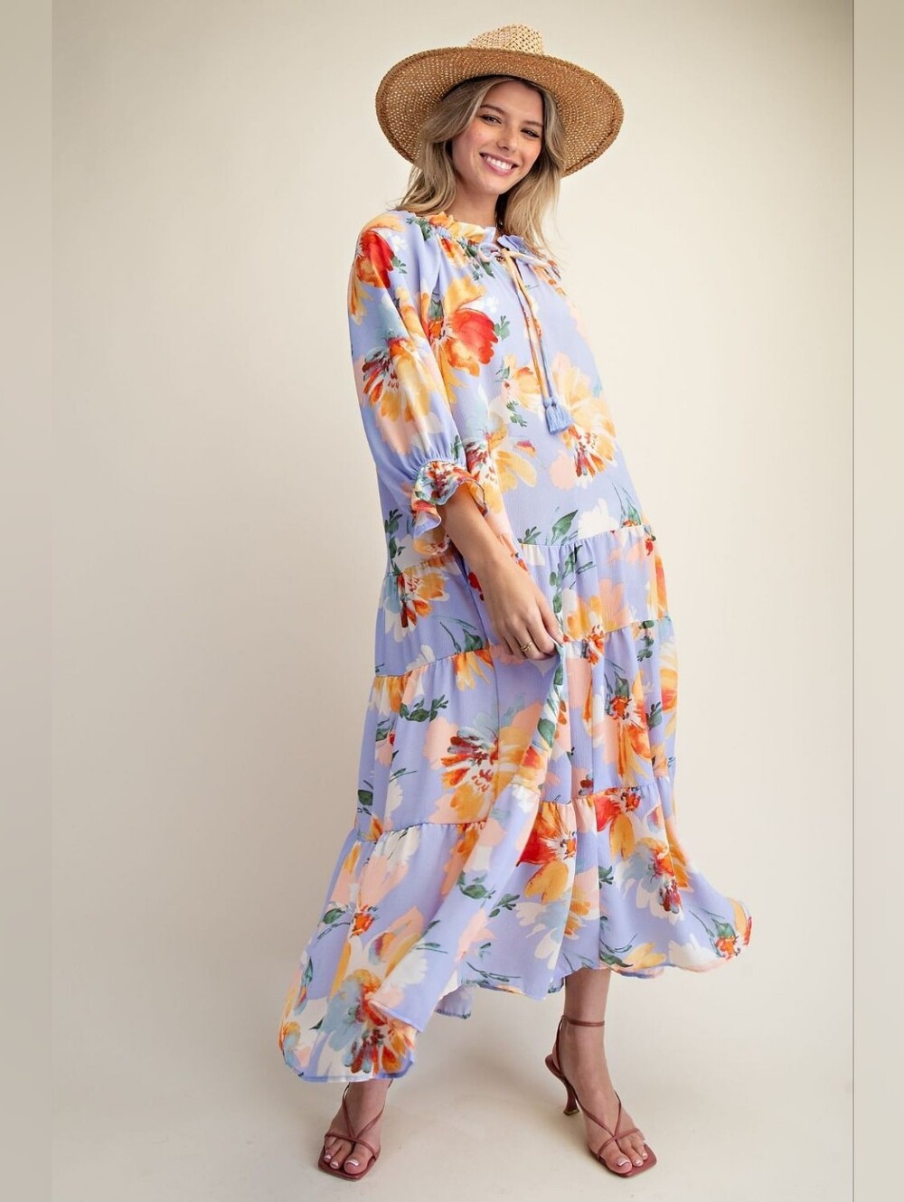 NWT Printed Blink Tiered Maxi Dress Size S